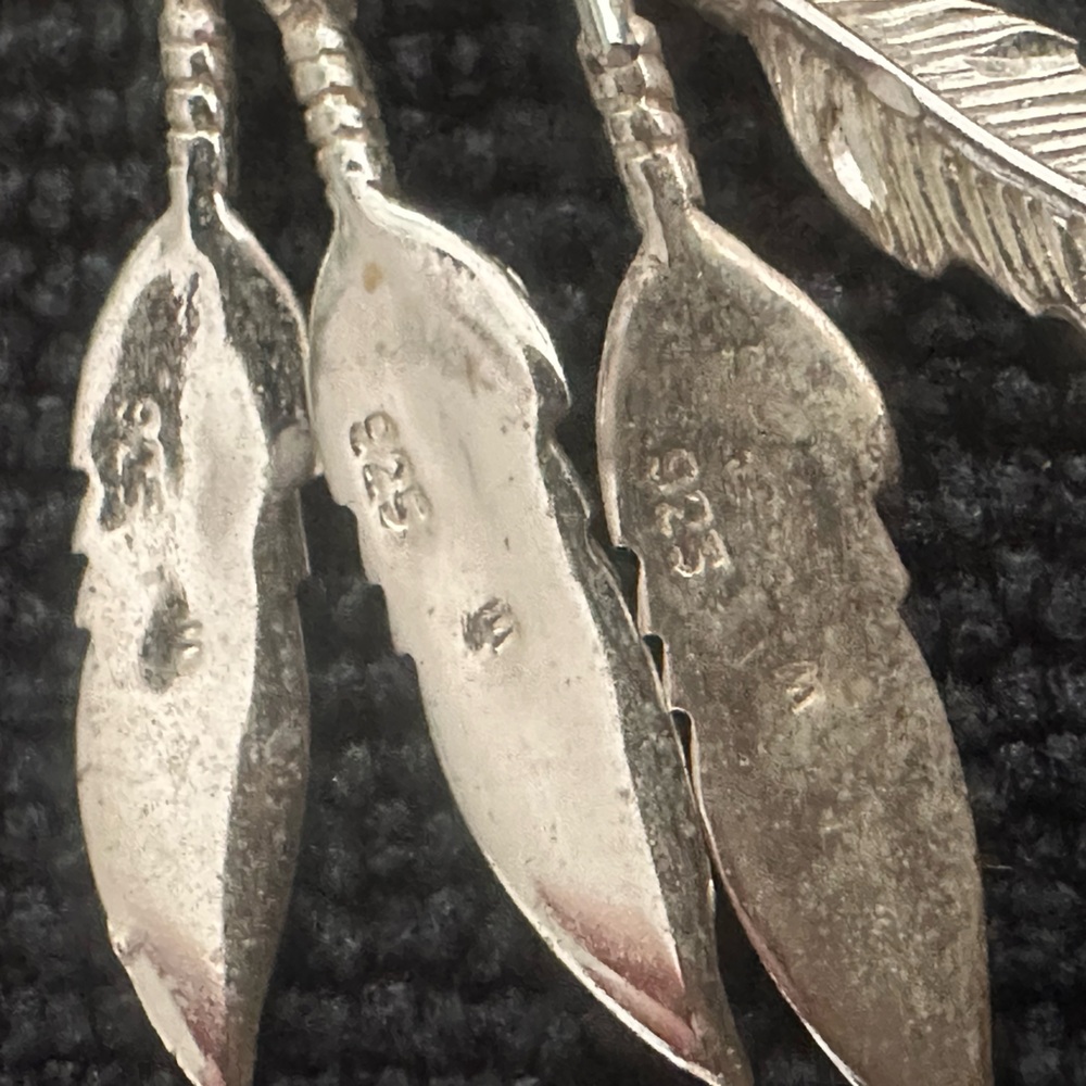 Double Feather Dangle Sterling Silver Earrings - image 2